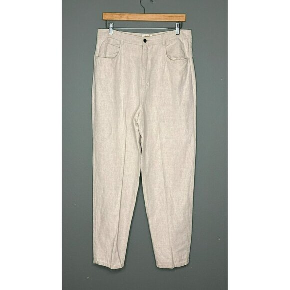 VTG Talbots Women's 16 Linen Cotton High Rise Taper Leg Trouser Pants - Picture 1 of 6